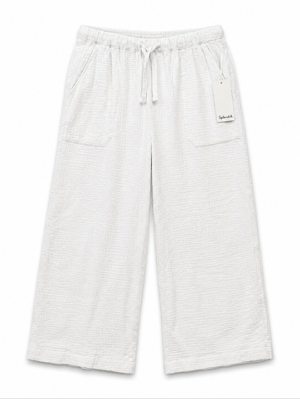 Splendid White Wide-Leg Cotton Gauze Lounge Pants